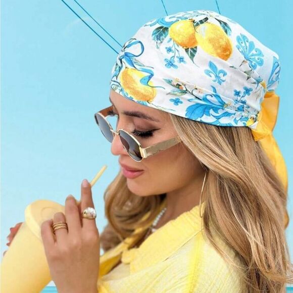 Lemon Print Headscarf P44 - Picture 2 of 7